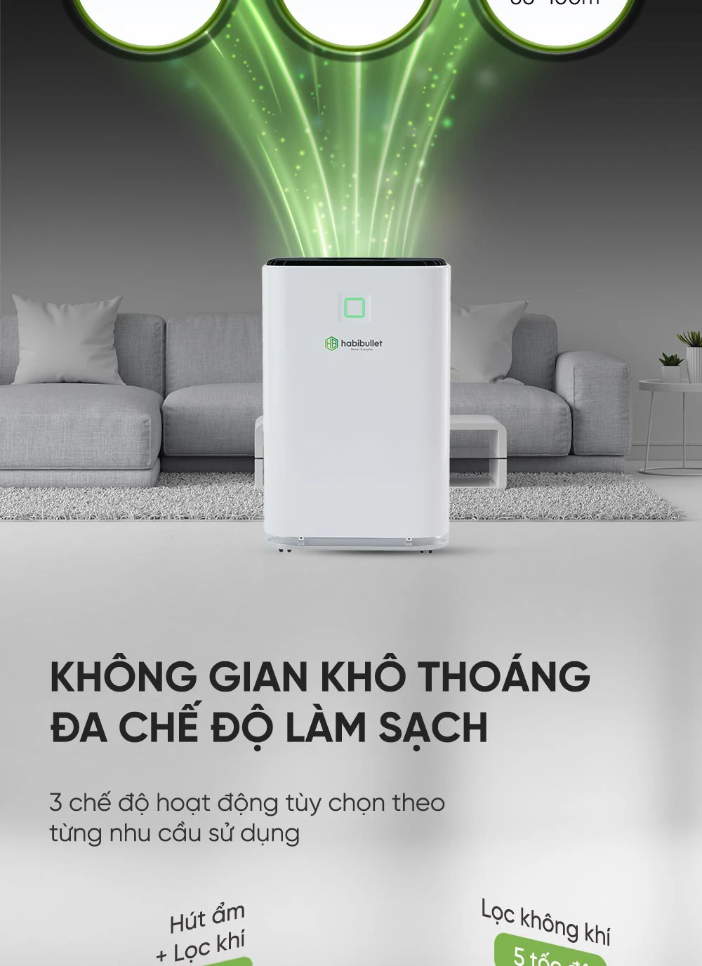 Máy hút ẩm gia đình Habibullet Max Air AHB-3525 45 lít/ngày BH245147 8